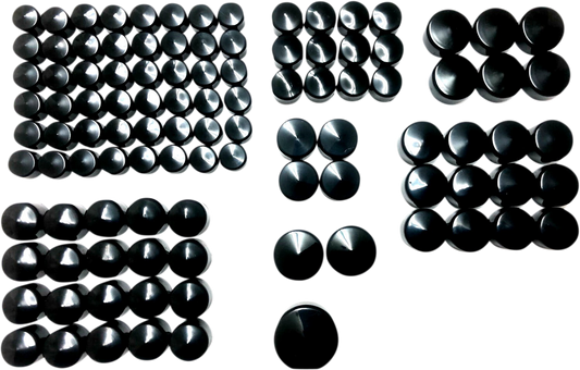 Drag Specialties black Deluxe engine bolt cover kit for Harley-Davidson Softail, Touring, and Trike models, part 352096.