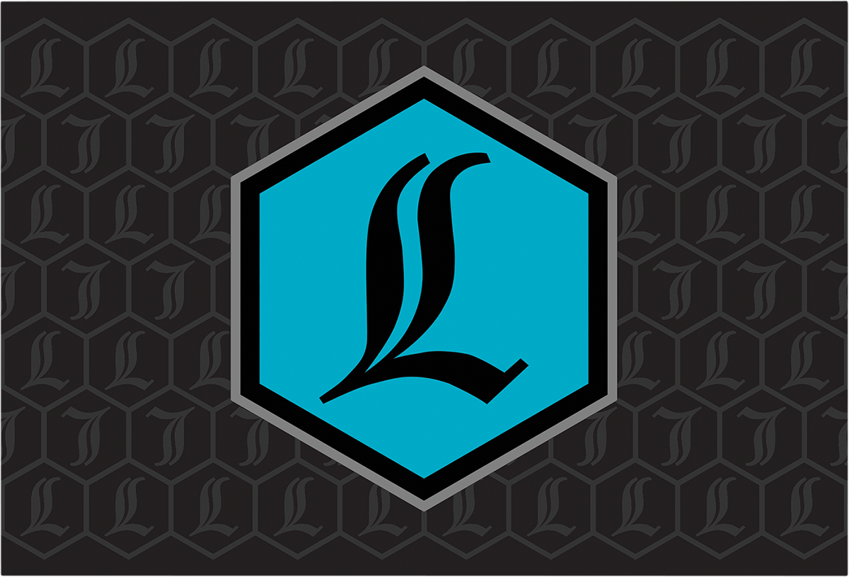 LEGEND SUSPENSION REVO ARC canister decal in teal, designed for suspension system branding and customization.