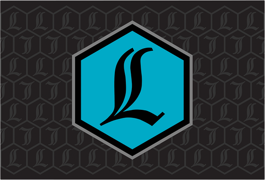LEGEND SUSPENSION REVO ARC canister decal in teal, designed for suspension system branding and customization.