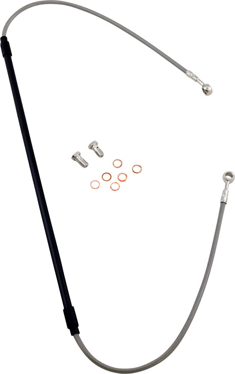 GBRAKES stainless steel brake line kit FK003D933-1 for bikes, showing flexible metal brake hoses with fittings and mounting hardware.