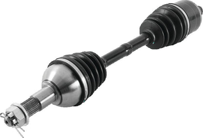 QuadBoss replacement axle for Can-Am Outlander 1000 6x6, showing the sturdy metal construction and part details.
