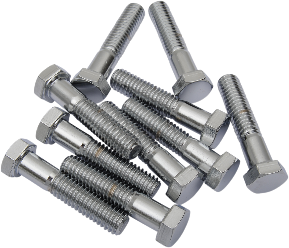 Chrome hex-head bolts from DRAG SPECIALTIES, 3/8-inch diameter, 16 threads per inch, 1-3/4-inch length, in a replacement pack.