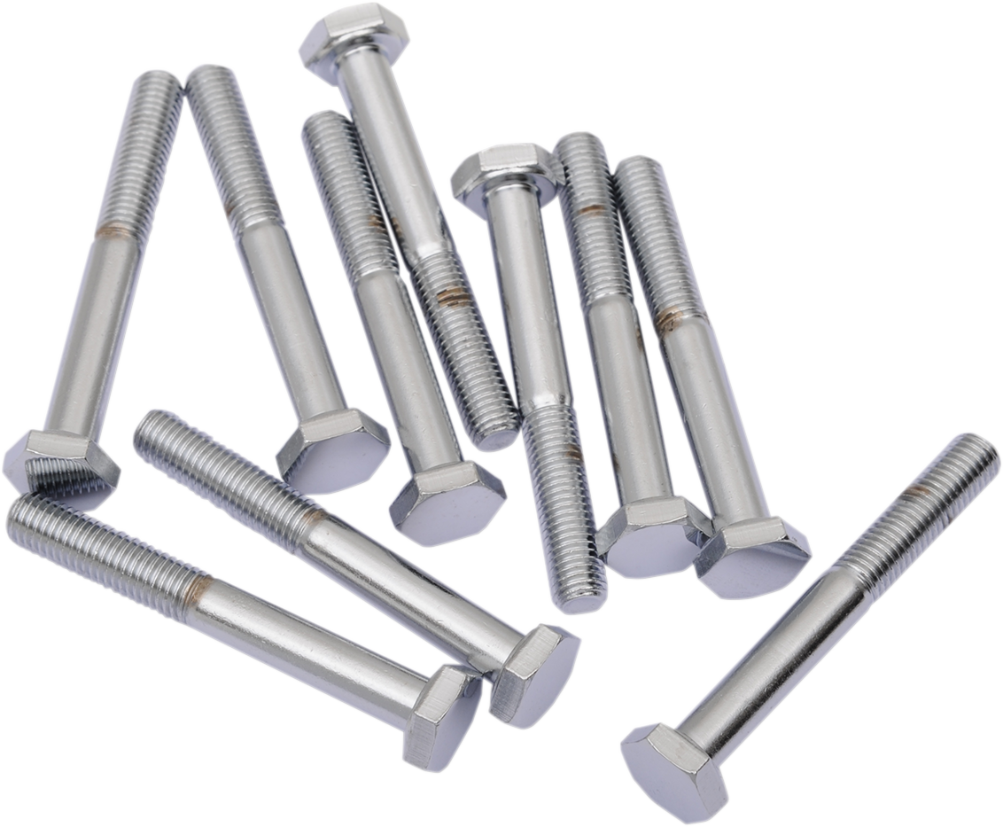 Set of 10 DRAG SPECIALTIES MPB144 fine thread hex head bolts, 1/4"-28 x 2" size, for motorcycle or machinery applications.