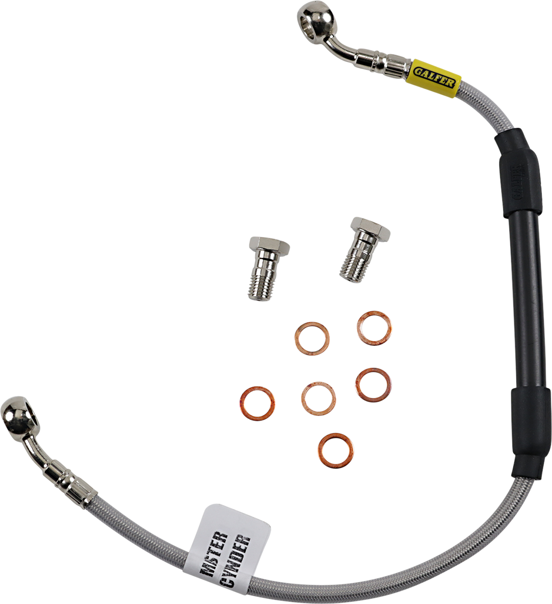 GBRAKES stainless steel brake line FK003D791R for bikes, showcasing durable, flexible brake hose with metal fittings for improved stopping power.