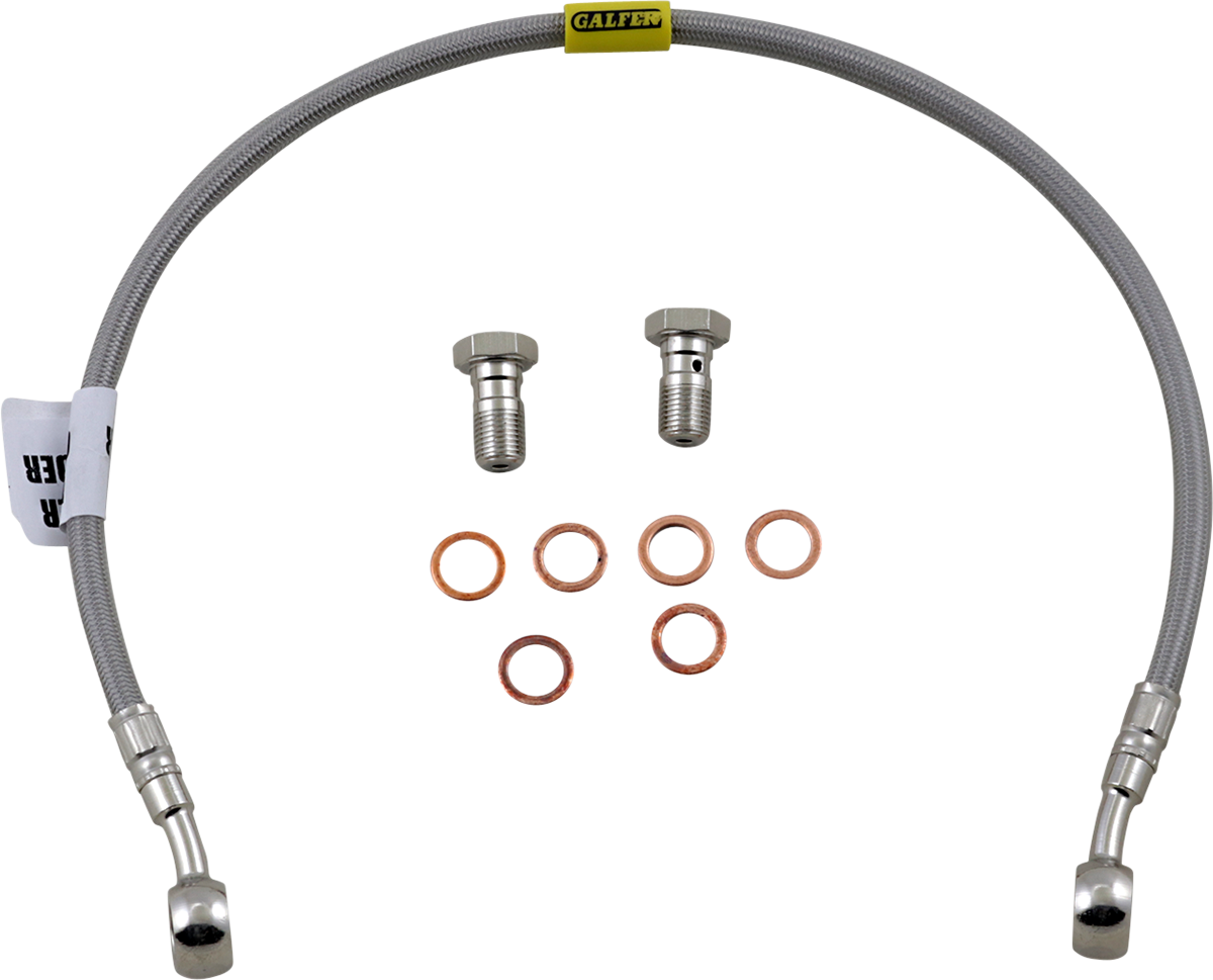 GBRAKES stainless steel brake line FK003D222R for bikes, showing durable, flexible brake hose with fittings for enhanced control.