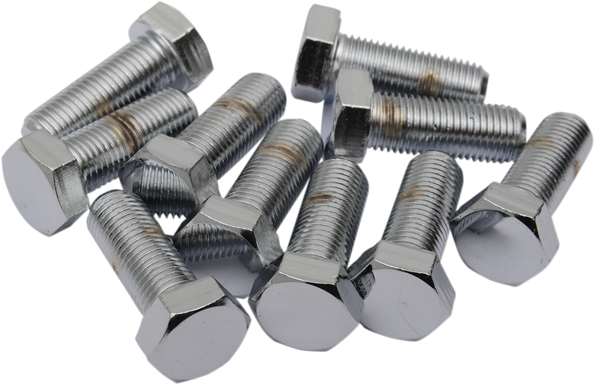 Set of 10 DRAG SPECIALTIES MPB156 fine thread hex head bolts, 3/8" x 1" replacement pack for motorcycle maintenance.