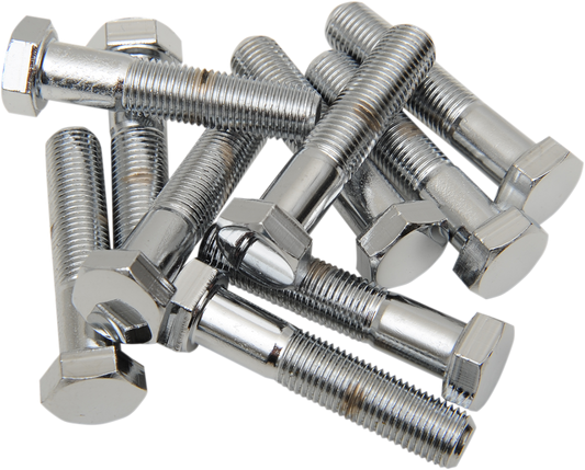 DRAG SPECIALTIES MPB158 fine thread hex head bolts, 3/8"-24 x 1-1/2", pack of 10, showing shiny metal bolts with hex heads.