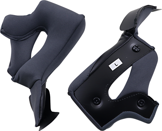 Black Z1R Warrant Cheek Pads in large size, compatible with Z1R helmets, shown on a helmet in the image.