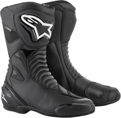 Alpinestars SMX-S motorcycle boots in black, US 9 / EU 43, showing the protective design and sturdy construction.