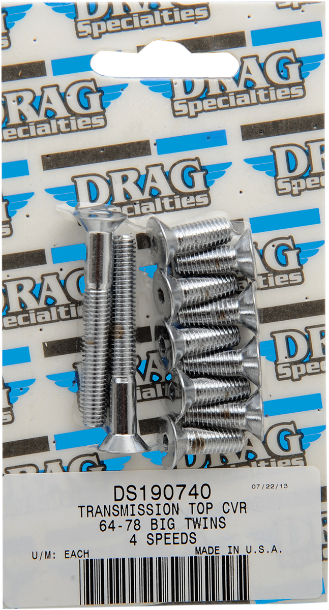 DRAG SPECIALTIES bolt set for transmission top cover, includes multiple bolts for motorcycle repair or customization.