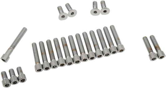DRAG SPECIALTIES MK136S bolt set for Harley-Davidson cam, primary, inspection, and derby cover with smooth finish.