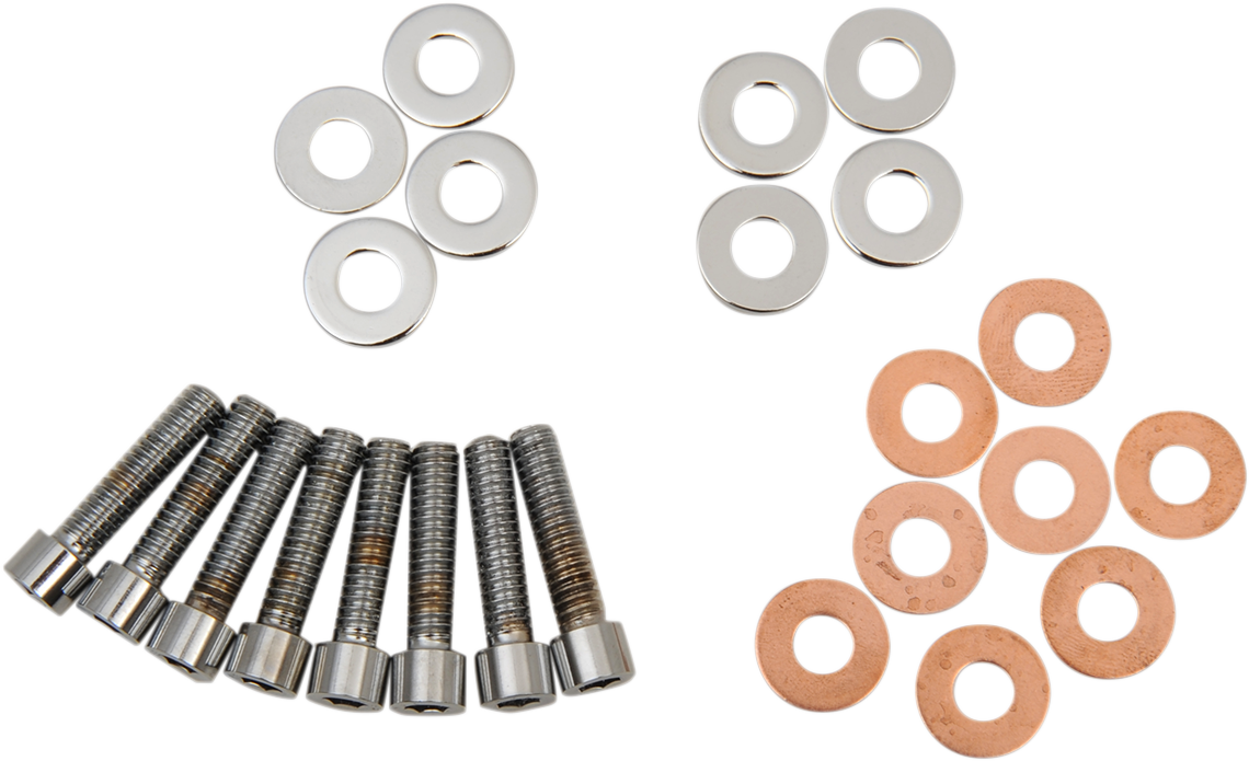 DRAG SPECIALTIES bolt set for Harley-Davidson rocker box, smooth finish, fits 1984-2003 Harley models, MK123S.