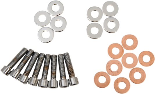 DRAG SPECIALTIES bolt set for Harley-Davidson rocker box, smooth finish, fits 1984-2003 Harley models, MK123S.