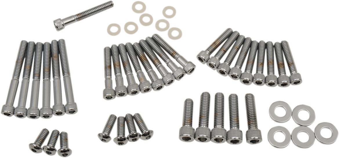 Drag Specialties MK188 bolt kit for FXR cam, primary, and transmission cover with socket-head bolts, metal construction.