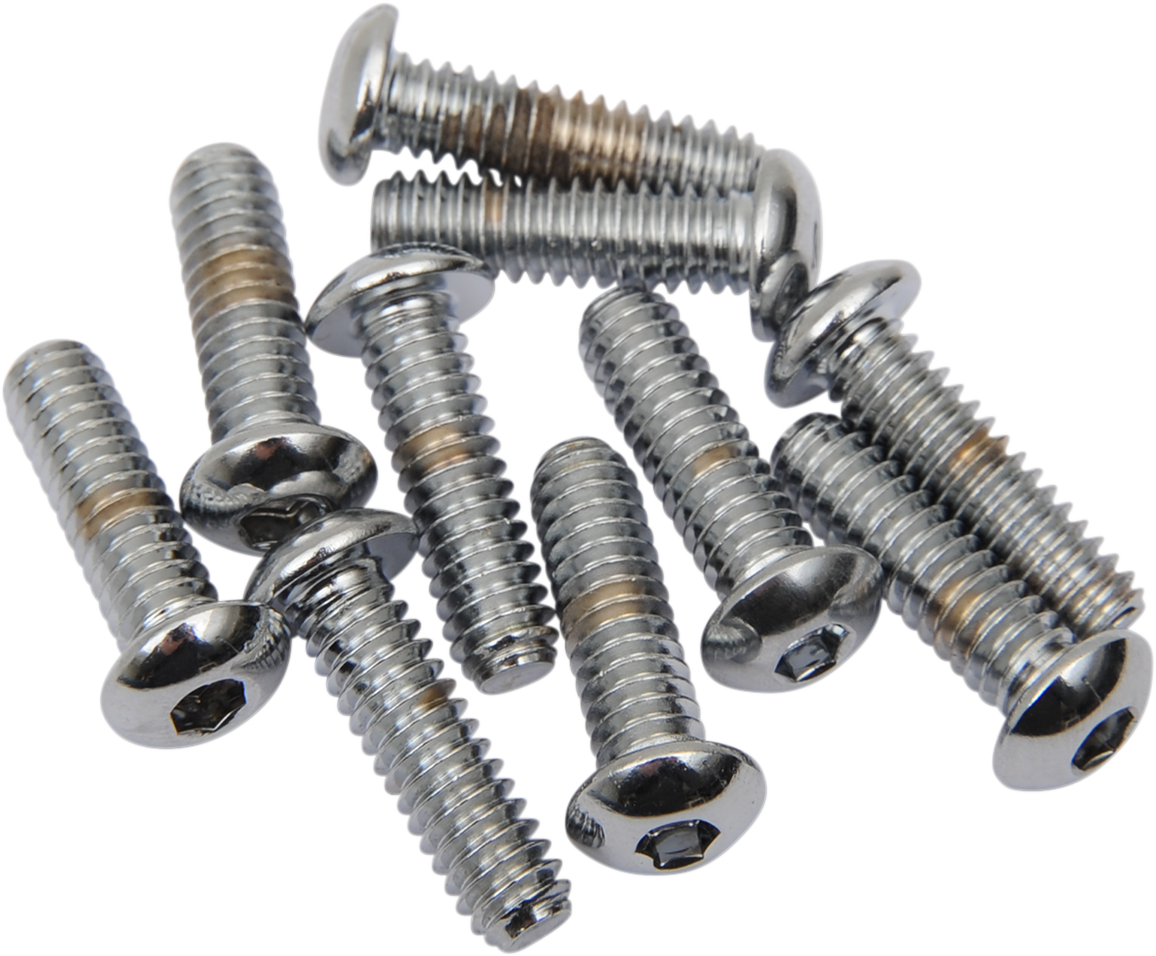 Pack of ten DRAG SPECIALTIES MPB265 button head replacement bolts, 1/4"-20 x 5/8" size, for motorcycle or automotive use.