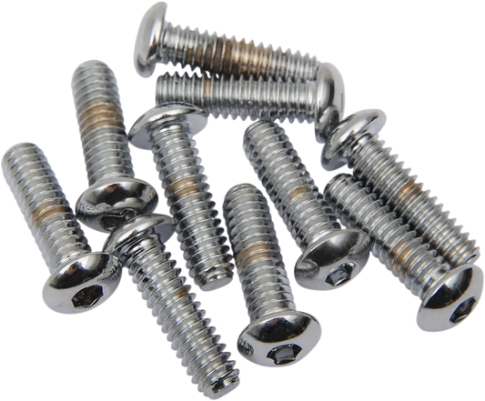 Pack of ten DRAG SPECIALTIES MPB265 button head replacement bolts, 1/4"-20 x 5/8" size, for motorcycle or automotive use.