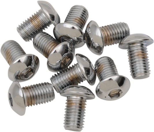 Drag Specialties button head replacement bolts, 5/16"-24 x 1/2", pack of 10, metal fasteners for motorcycle repairs.