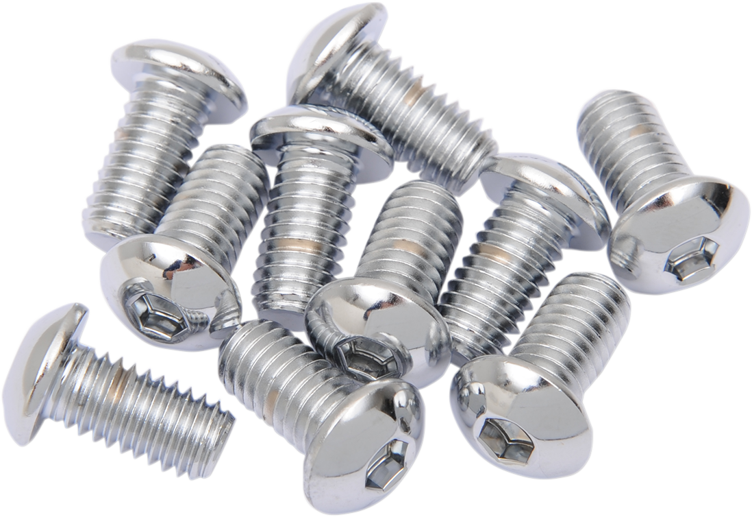 Drag Specialties MPB270 button head replacement bolts, 3/8-inch by 1-inch, pack of 10, with a smooth button head design.