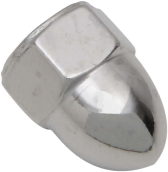 Chrome 1/4-inch-20 acorn nut from DRAG SPECIALTIES with a shiny finish, displayed on a plain background.