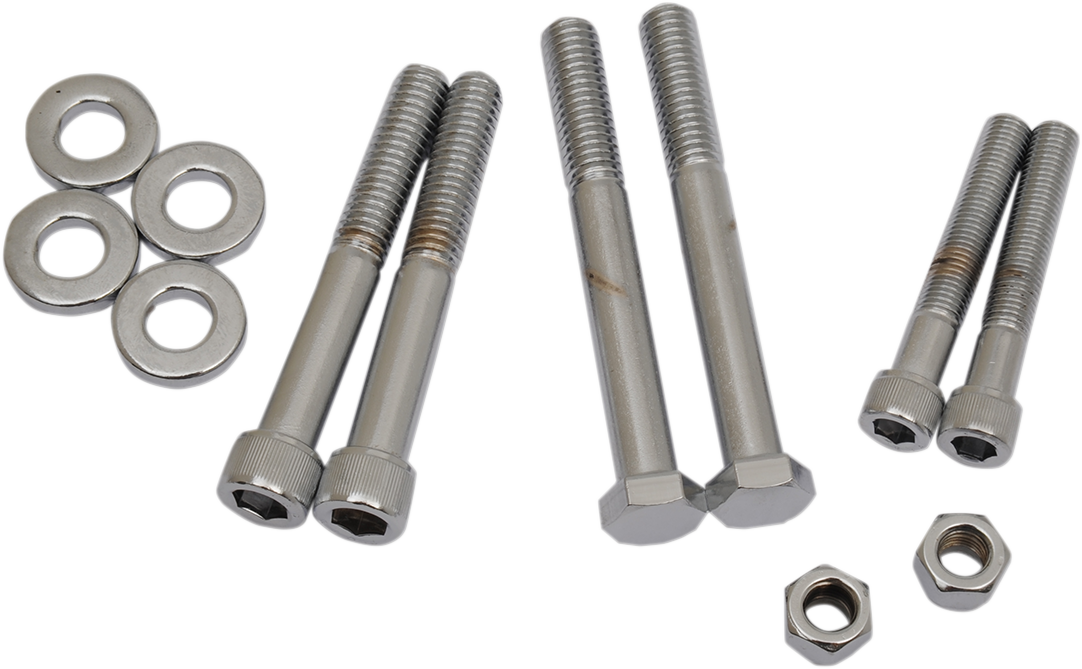 DRAG SPECIALTIES MK267 bolt set for motorcycle motor mounts on Dyna and Softail models, with multiple bolts and hardware components.