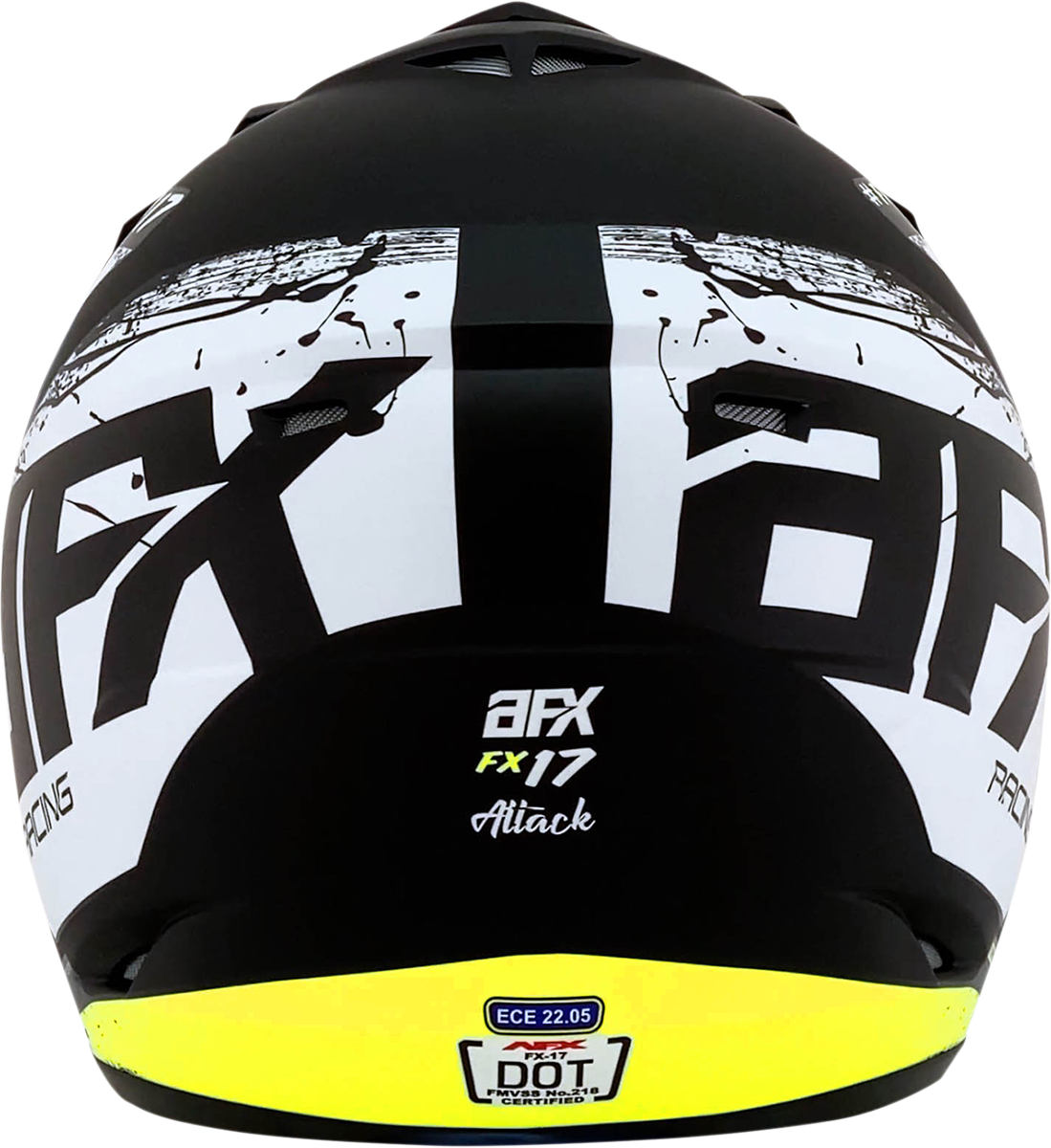 Bill's Exhausts AFX FX-17Y Helmet Attack matte black and hi-vis yellow, medium size, featuring a sleek aerodynamic design