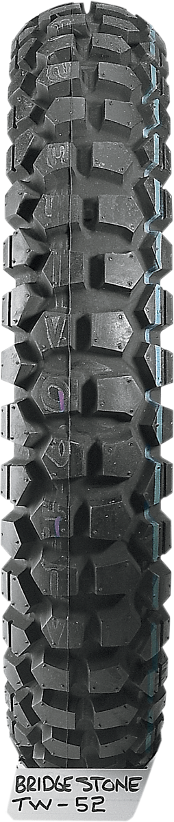 Bridgestone Trail Wing TW52 rear tire 4.60x18 for off-road and highway use, featuring rugged tread for versatile riding performance.