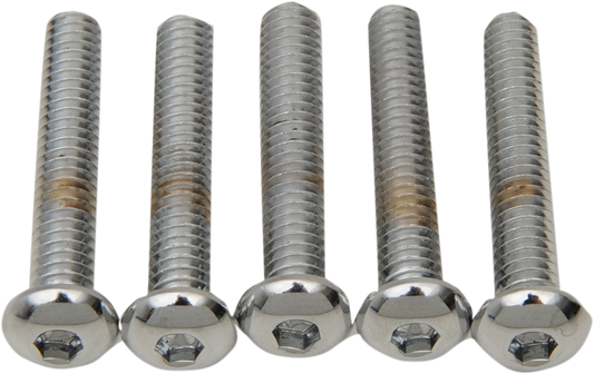 Set of five DRAG SPECIALTIES Button Head Bolts, 1/4"-20 x 2", for motorcycle or bike repairs, in a replacement kit.