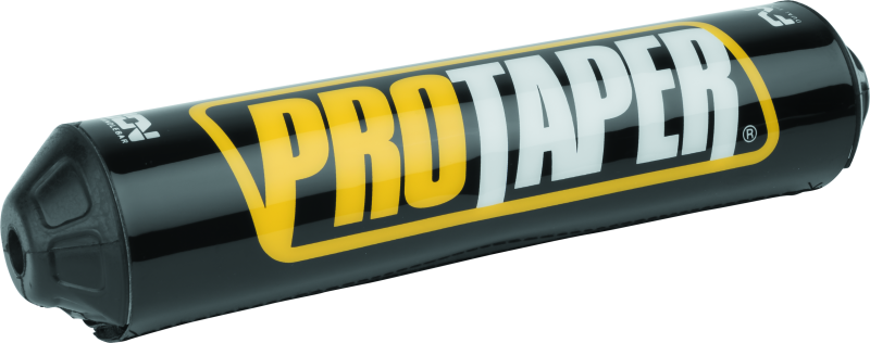 Black ProTaper Fuzion Bar Pad on motorcycle handlebar with foam padding and adjustable straps, designed for comfort and protection.