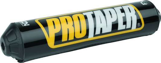 Black ProTaper Fuzion Bar Pad on motorcycle handlebar with foam padding and adjustable straps, designed for comfort and protection.