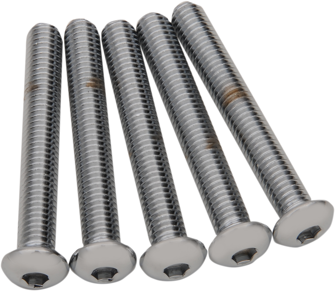 Set of five DRAG SPECIALTIES MPB835 button head bolts, 3/8-inch by 2-3/4-inch, for motorcycle assembly or repair.