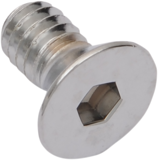 Chrome flat-head bolts from Drag Specialties, 1/4"-20 x 1/2" size, with a sleek finish and durable metal construction.