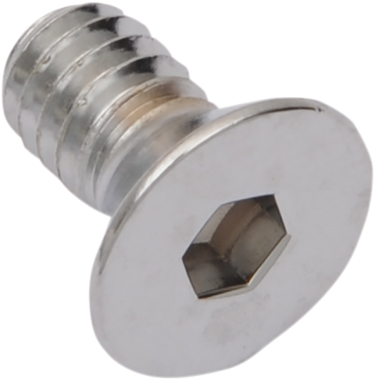 Chrome flat-head bolts from Drag Specialties, 1/4"-20 x 1/2" size, with a sleek finish and durable metal construction.