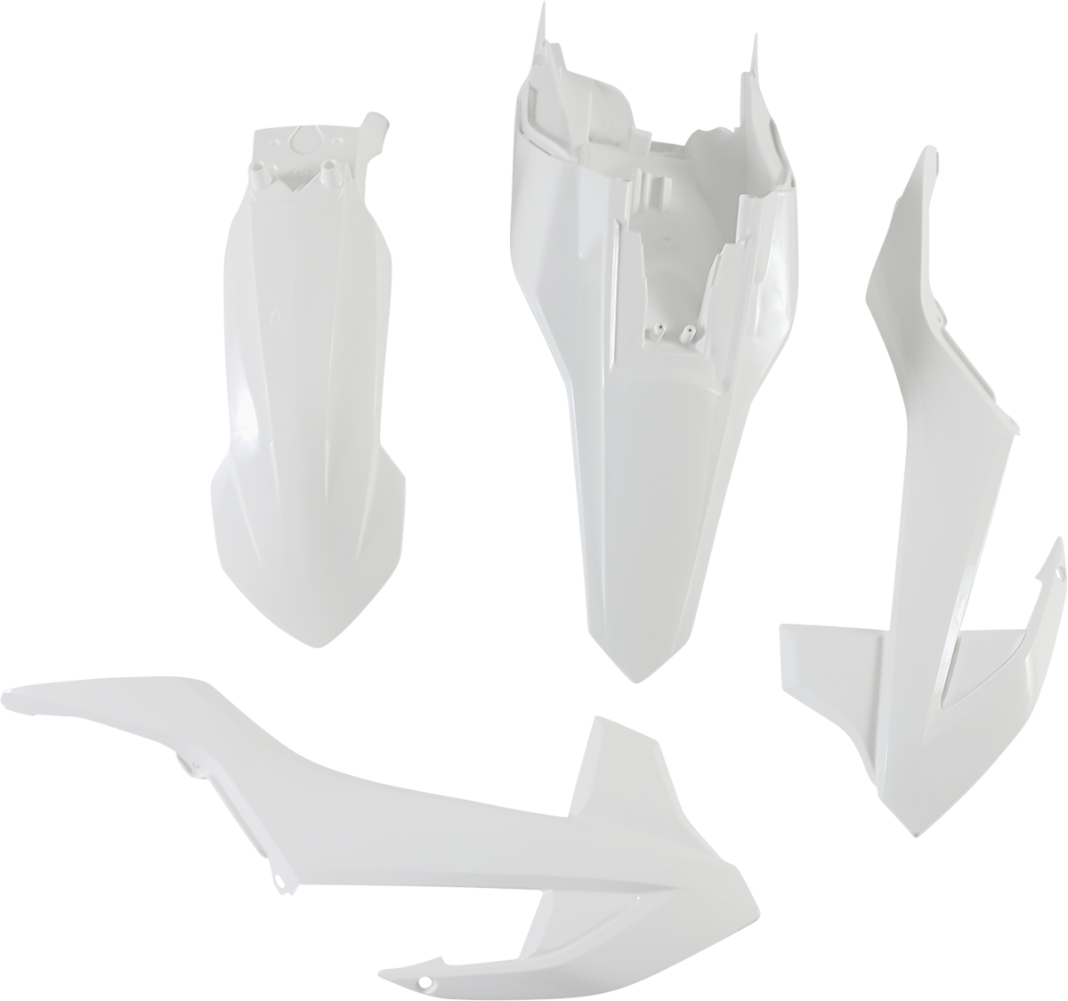 A white Acerbis standard replacement body kit for motorcycles, displayed on a clean, well-lit background.