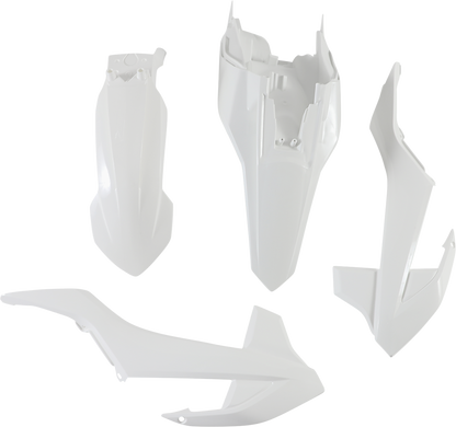 A white Acerbis standard replacement body kit for motorcycles, displayed on a clean, well-lit background.