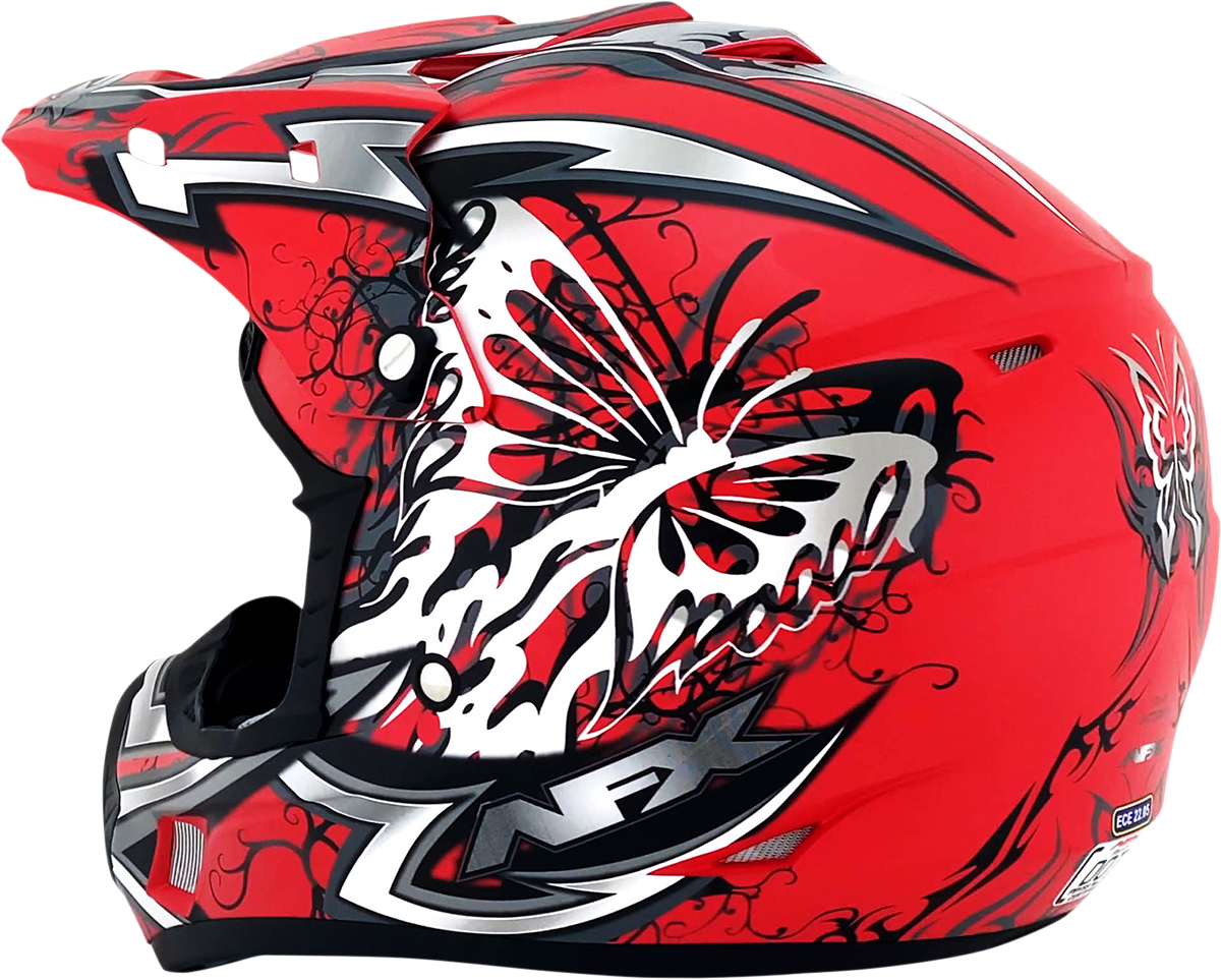 Bill's Exhausts AFX FX-17 Butterfly helmet in matte Ferrari red, medium size, featuring a sleek, aerodynamic helmet design.