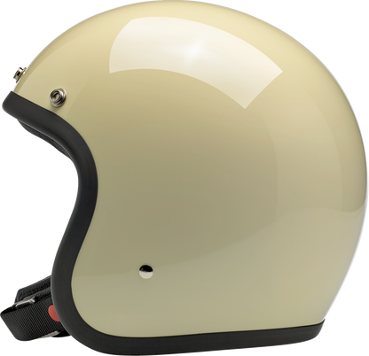 Bill's Exhausts BILTWELL Bonanza helmet in gloss vintage white, large size, with a sleek retro motorcycle helmet design.