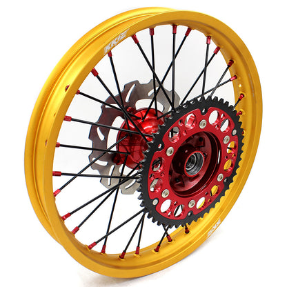 KKE 21 & 19 Cast Red Hubs Billet Gold Rims for Honda XR400R 96-04 XR600R 91-2000 Red&Gold - Howling Moto