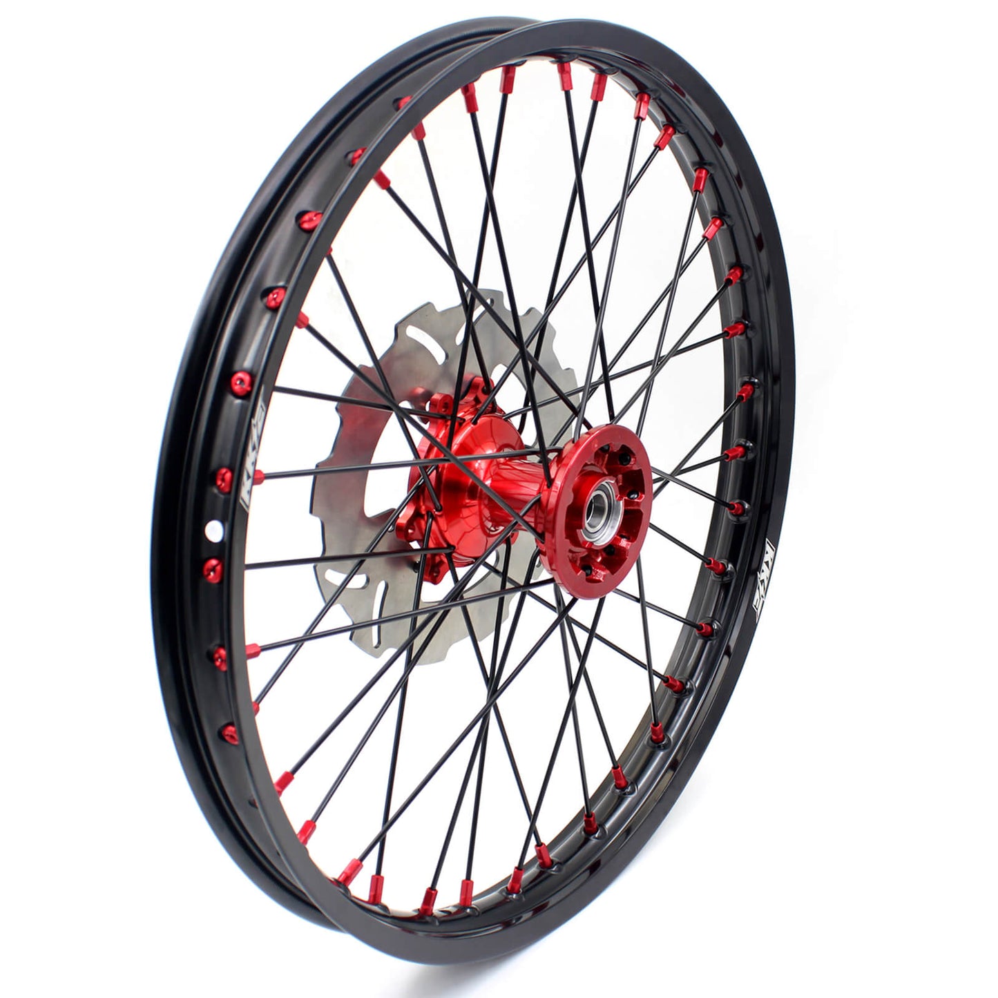KKE 21 & 19 Casting Spoked MX Wheels Rims Set for Honda CR125R CR250R 2002-2012 Red Nipple Black Spoke Discs - Howling Moto