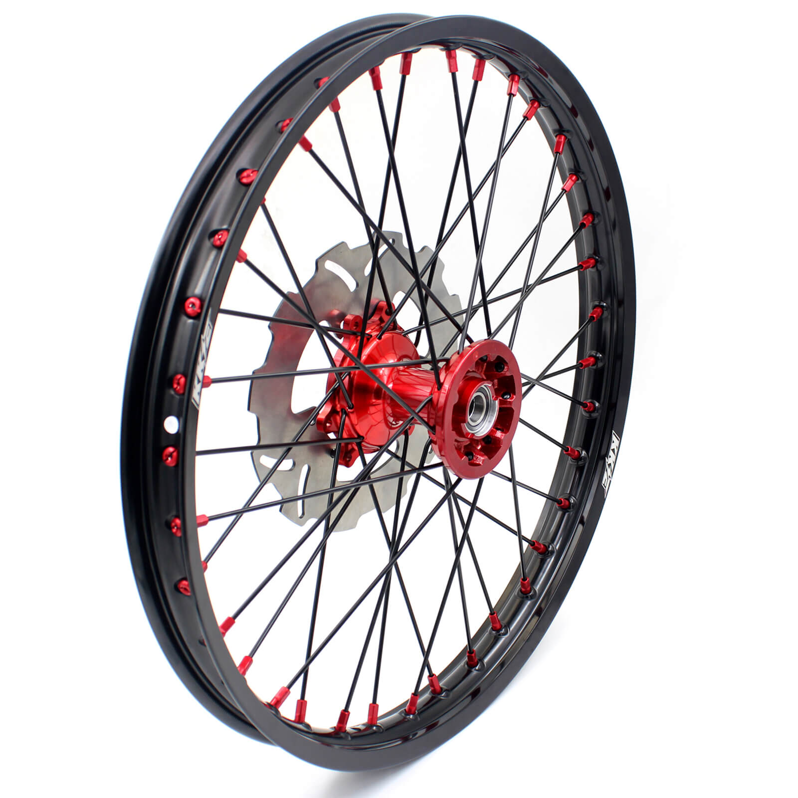 KKE 21 & 19 Casting Spoked MX Wheels Rims Set for Honda CR125R CR250R 2002-2012 Red Nipple Black Spoke Discs - Howling Moto