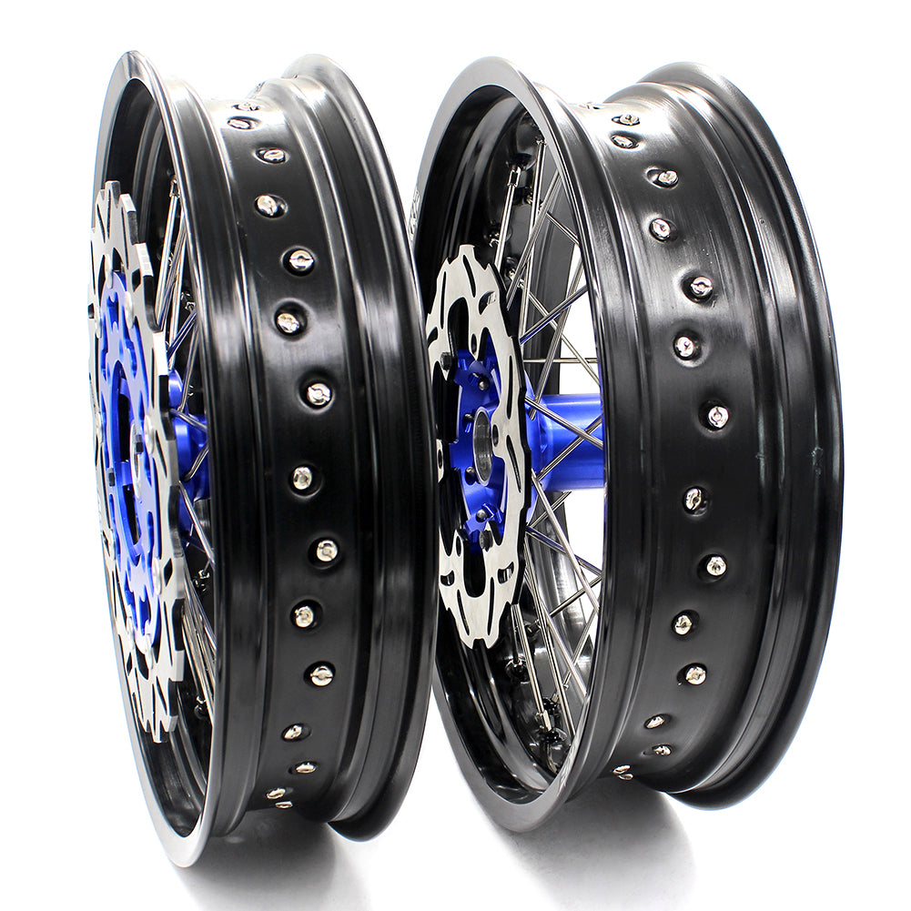 KKE 3.5/4.25*17inch For KAWASAKI KX250F KX450F 2006-2018 Supermoto Rims With Disc&Sprocket Blue - Howling Moto