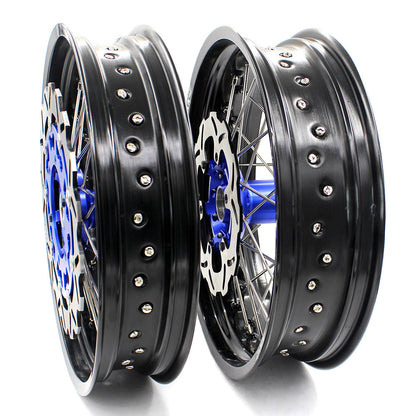 KKE 3.5/4.25*17inch For KAWASAKI KX250F KX450F 2006-2018 Supermoto Rims With Disc&Sprocket Blue - Howling Moto
