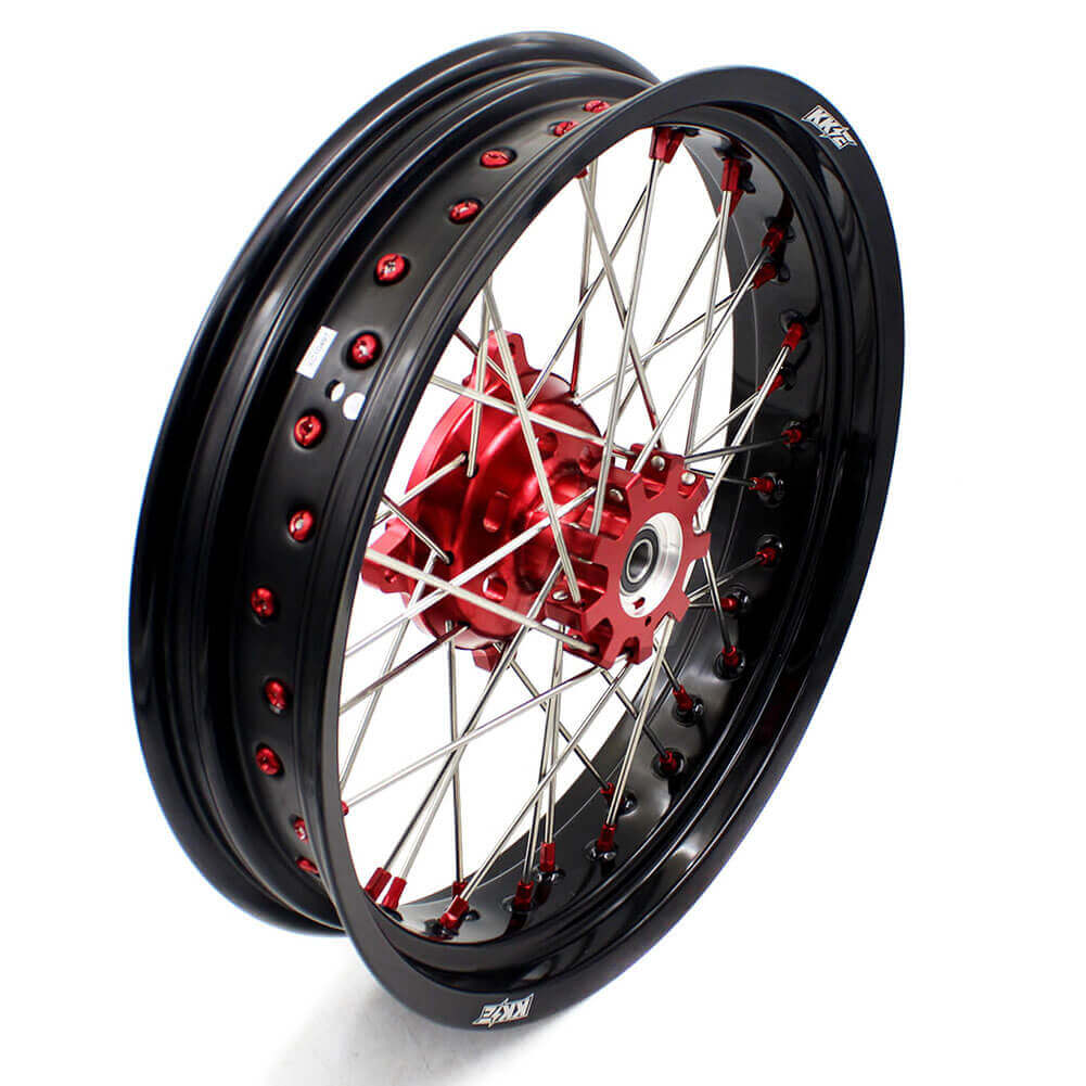 KKE 17 Inch OEM Size Supermoto Wheels for Honda XR650L 1993-2024 Red Nipple - Howling Moto