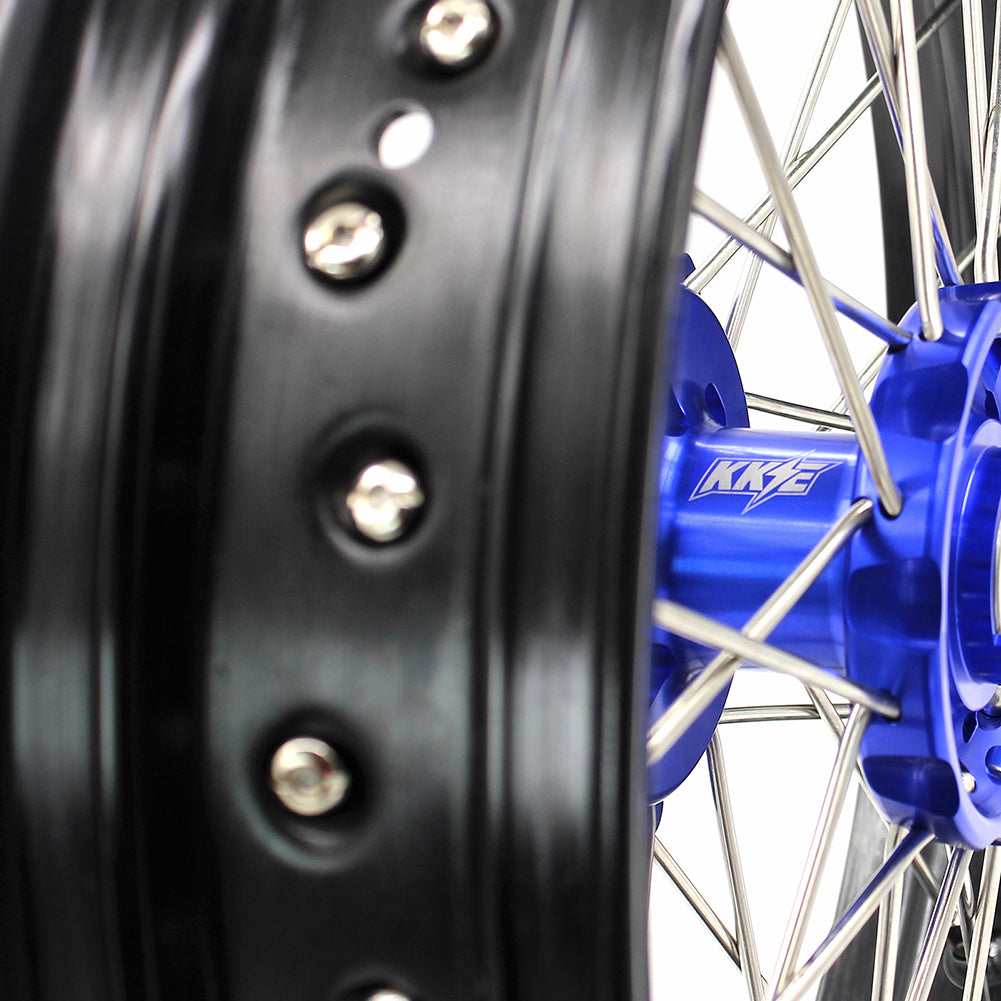 KKE 17Inch KX250F KX450F 2006-2021 For KAWASAKI Supermoto Alloy Wheels Rim Blue - Howling Moto