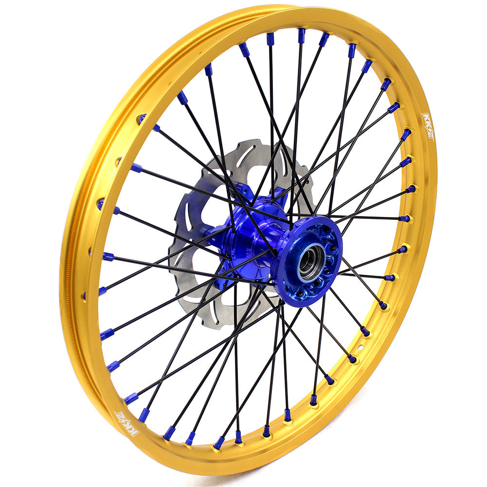 KKE 21"&19" Mx Dirtbike Cast Wheels For YAMAHA YZ125 YZ250 1999-2016 YZ250F YZ450F 2003-2015 Gold Rim Black Spokes With Disc - Howling Moto