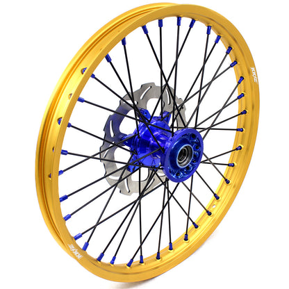 KKE 21"&19" Mx Dirtbike Cast Wheels For YAMAHA YZ125 YZ250 1999-2016 YZ250F YZ450F 2003-2015 Gold Rim Black Spokes With Disc - Howling Moto