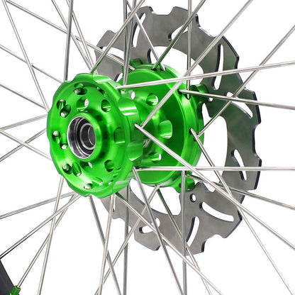 KKE 21 & 19 MX Wheels for Kawasaki KX250F 2019 and 2021 Green Nipple(2020 Excluded) - Howling Moto