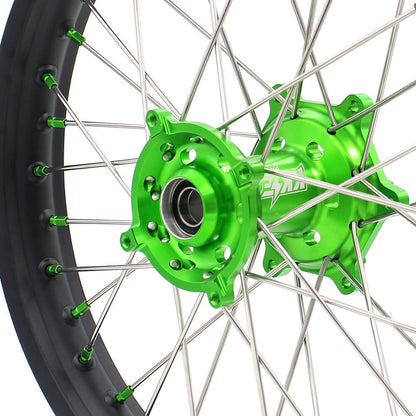 KKE 21 & 19 MX Wheels for Kawasaki KX125 KX250 KX250F KX450F Green Nipple