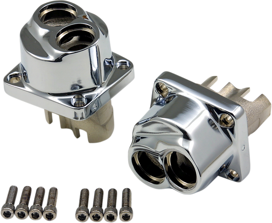 Chrome Lifter Blocks for Harley Evolution and Big Twin models by Drag Specialties, part number 26533-BOX, shown in the image.