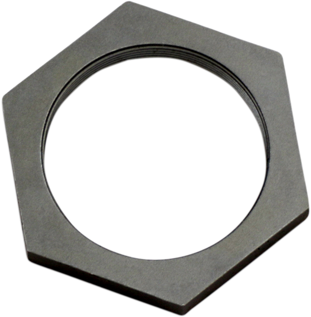 DRAG SPECIALTIES motorcycle mainshaft sprocket nut 33-0303-SC1 installed on drive system, metal component with threads and locking features.