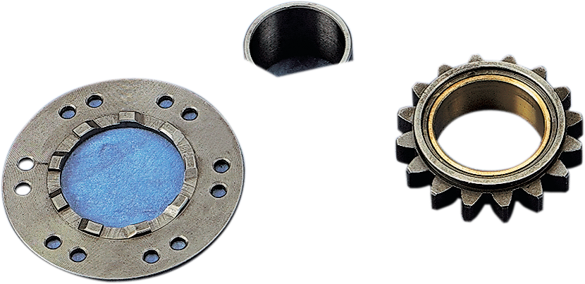 DRAG SPECIALTIES Kickstarter Ratchet Gear Kit for Harley-Davidson, showing metal gears and components in the kit.